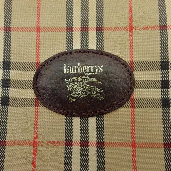 BURBERRY Pouch Nova Check Beige Check Canvas x Leather Auth Used - Picture 9 of 9
